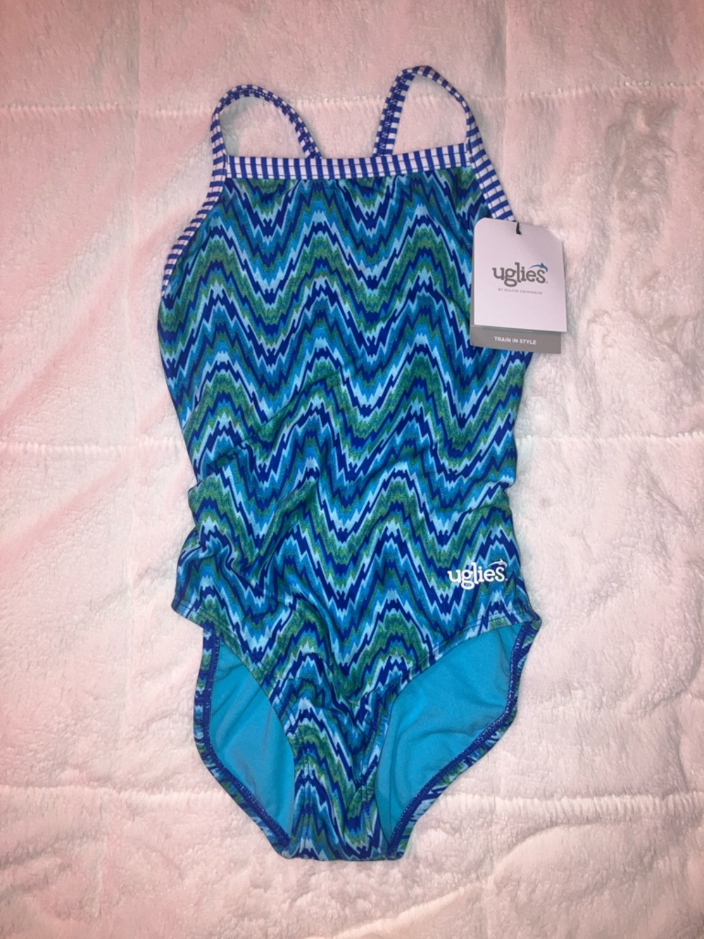 Dolfin Uglies Zigzag One-Piece Swimsuit in Blue and Green